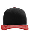 Richardson 112 Trucker Hat - Black/ White/ Red - Custom Laser Engraved Leather Patch