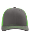 Richardson 112 - Charcoal/ Neon Green