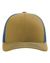 Richardson 112 Trucker Hat - Biscuit/ True Blue - Custom Laser Engraved Leather Patch