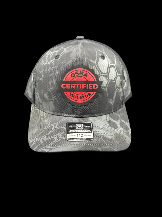 112P Richardson Adjustable Snapback with Carbon Fiber Certified OSHA Violator Patch