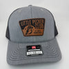 Heather grey and black mesh Richardson 112 trucker hat featuring a “Little Pecker Club” patch on the front