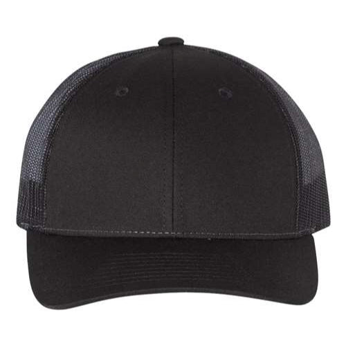 Custom Hats Richardson Black 112 Richardson  Solid Color Adjustable Snapback Custom Hats Custom Patch Hats Patch Hat