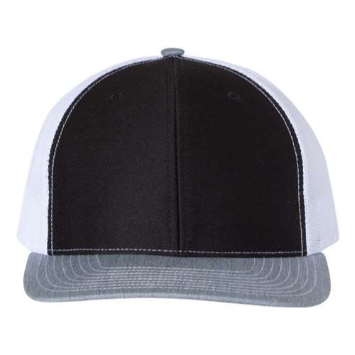 Custom Richardson 112 Snapback Hat, Black, White, and Heather Grey