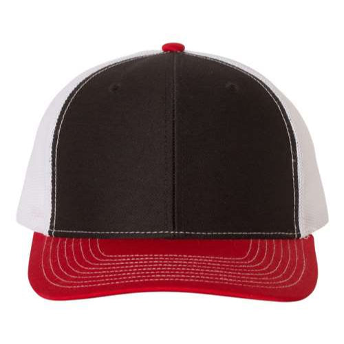 Custom Richardson 112 Snapback Hat, Black, White, and Red