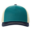 Custom Hats Richardson Blue Teal - Birch - Navy 112FP Richardson Adjustable Snapback Three Tone Hats Custom Patch Hats Patch Hat