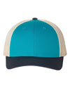 Custom Hats Richardson Blue Teal - Birch - Navy 115 Richardson Adjustable Snapback Three Tone Hats Custom Patch Hats Patch Hat