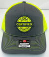 Custom Hats Richardson Charcoal - Neon Yellow OSHA Certified Violator 112 Richardson Custom Patch Hats Patch Hat