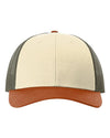 Custom Hats Richardson Cream - Loden Green - Dark Orange 115 Richardson Adjustable Snapback Three Tone Hats Custom Patch Hats Patch Hat