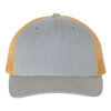 Custom Hats Richardson Heather Grey - Amber Gold 112FP Richardson Adjustable Snapback Two Tone Hats Custom Patch Hats Patch Hat