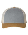 Custom Hats Richardson Heather Grey - Birch - Amber Gold 115 Richardson Adjustable Snapback Three Tone Hats Custom Patch Hats Patch Hat
