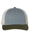 Custom Hats Richardson Heather Grey - Birch - Army 115 Richardson Adjustable Snapback Three Tone Hats Custom Patch Hats Patch Hat