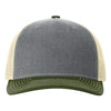 Custom Hats Richardson Heather Grey - Birch - Army Olive 112FP Richardson Adjustable Snapback Three Tone Hats Custom Patch Hats Patch Hat