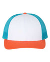 Custom Hats Richardson White - Blue Hawaiian - Pale Orange 115 Richardson Adjustable Snapback Three Tone Hats Custom Patch Hats Patch Hat