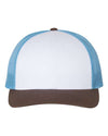 Custom Hats Richardson White - Columbia Blue - Brown 115 Richardson Adjustable Snapback Three Tone Hats Custom Patch Hats Patch Hat