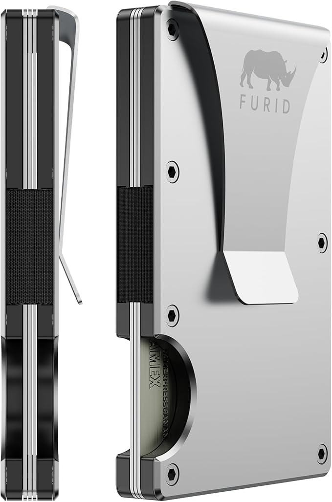 Portafoglio Uomo In Alluminio RFID Blocking - Slim, Nero, Design Personalizzabile Inciso